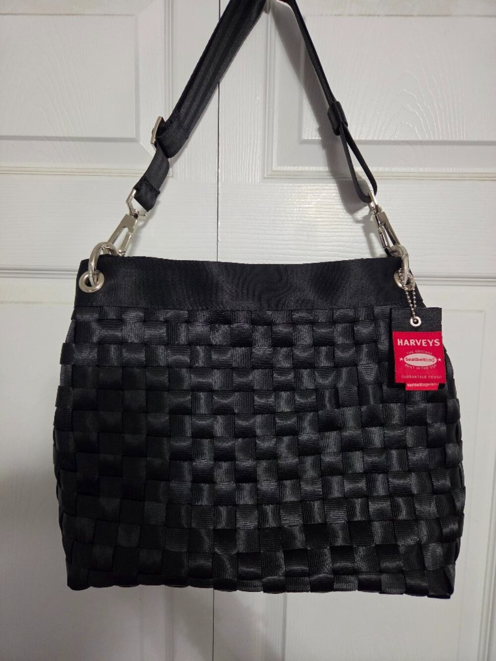 Harveys Seatbelt Bag Black Woven Shoulder Bag - Marilyn Hobo